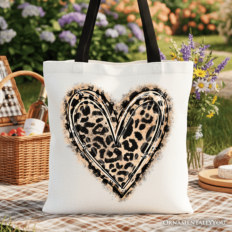 Leopard Heart Valentine Tote Bag