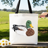 Mallard Duck Print Canvas Tote Bag