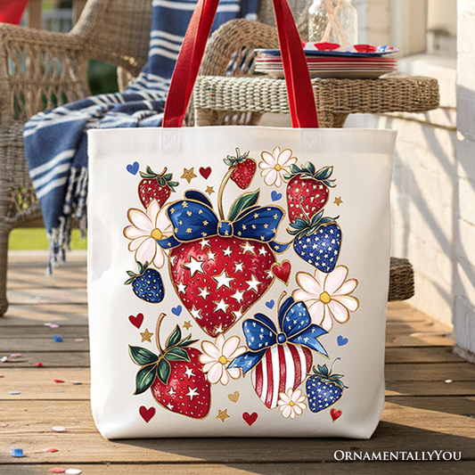 Patriotic Strawberries Tote Bag
