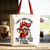 Pecked You 3 Times Canvas Tote Bag