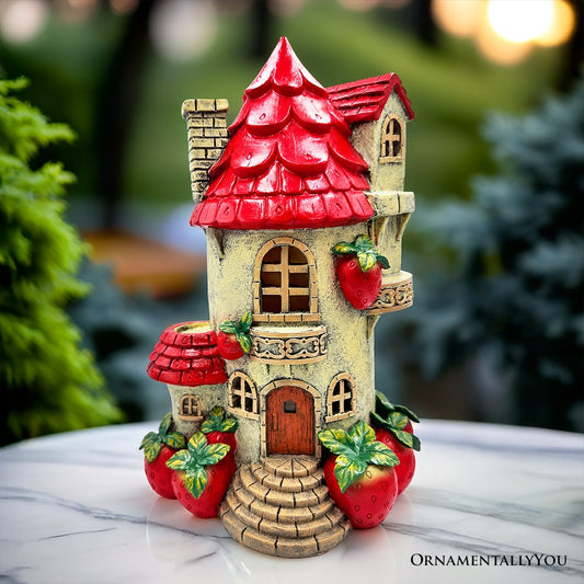 Solar Powered Strawberry Fairy Home Figurine