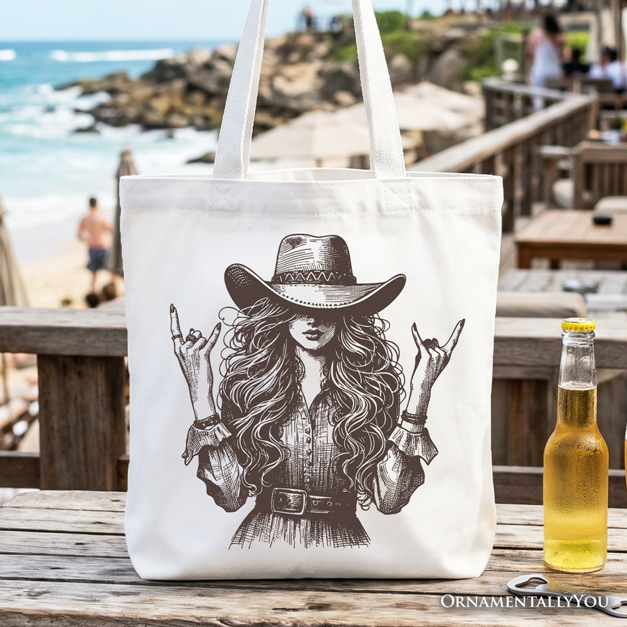Rocker Cowgirl Canvas Tote Bag