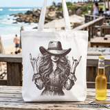 Rocker Cowgirl Canvas Tote Bag