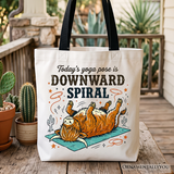 Downward Spiral Highland Cow Canvas Tote Bag