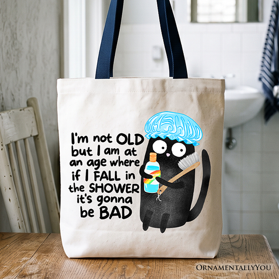 Not Old Black Cat Canvas Tote Bag
