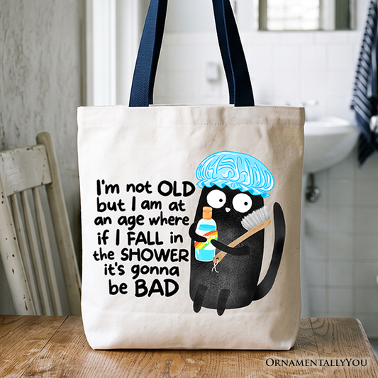 Not Old Black Cat Canvas Tote Bag