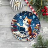 Books And Cats Ceramic Ornament