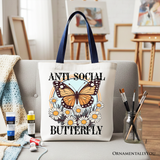Anti Social Butterfly Canvas Tote Bag