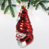 Candy Cane Gnome Glass Ornament