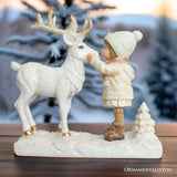 Deer And Charming Girl Figurine