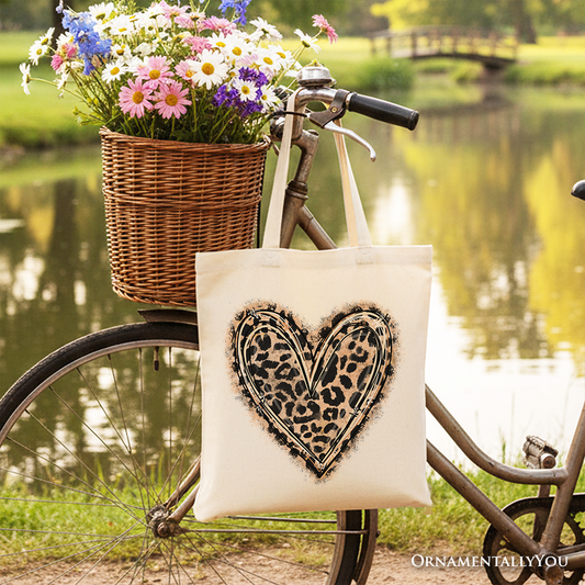 Leopard Heart Valentine Tote Bag
