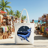 Moonlit Whale Canvas Tote Bag