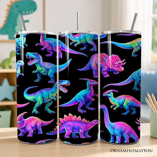Neon Dinosaur Print 20oz Tumbler