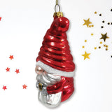 Santa Gnome Glass Ornament