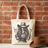 Rocker Cowgirl Canvas Tote Bag