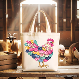 Patchwork Chicken Canvas Tote Bag