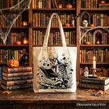 Reading Skeleton Canvas Tote Bag