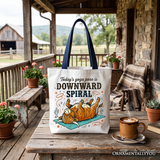 Downward Spiral Highland Cow Canvas Tote Bag