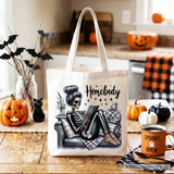 Homebody Reading Skeleton Canvas Tote Bag