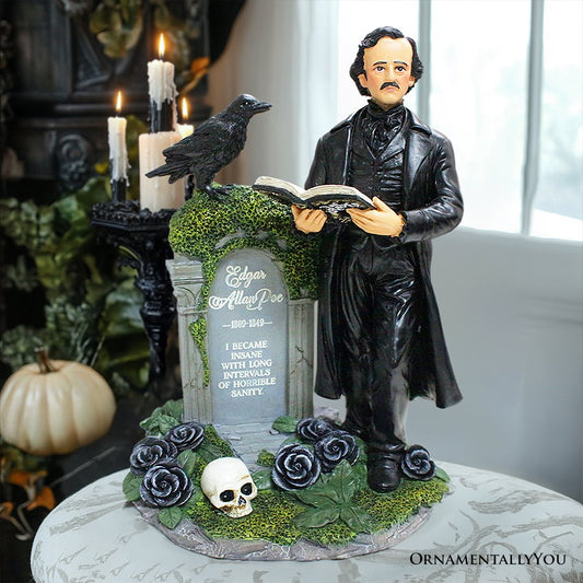 Edgar Allan Poe Handpainted 9" Figurine, Horror Home Statue Decoration