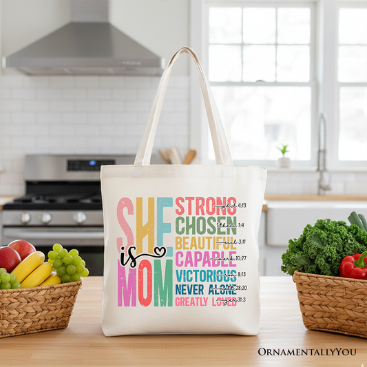 She Is Mom Canvas Tote Bag
