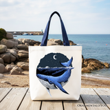 Moonlit Whale Canvas Tote Bag