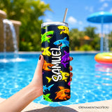 Neon Cartoon Shark Print 20oz Tumbler