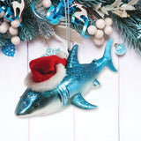 Santas Shark Glass Ornament