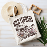Wild Flowers And Horses Tote Bag