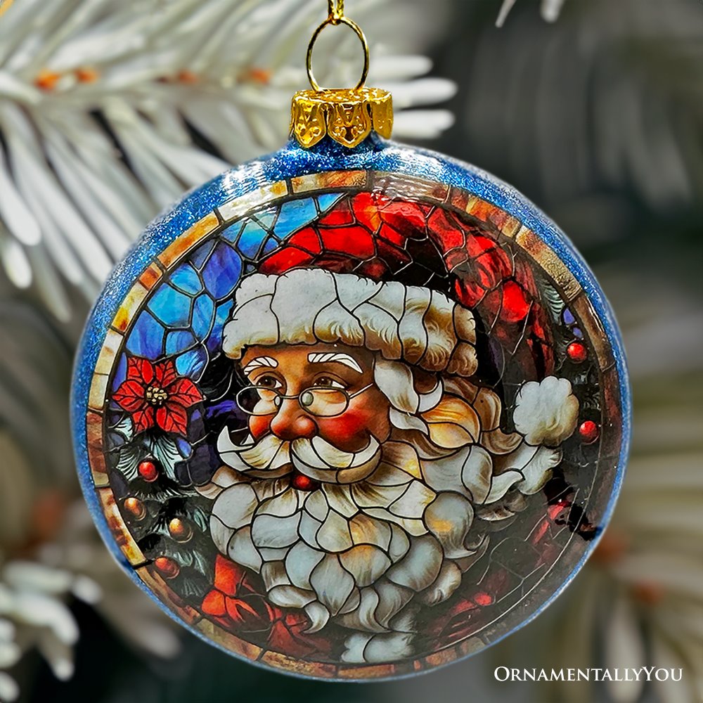 Santa Claus Stained Glass Ornament