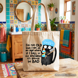 Not Old Black Cat Canvas Tote Bag