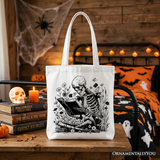 Reading Skeleton Canvas Tote Bag