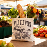 Wild Flowers And Horses Tote Bag