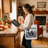 Homebody Reading Skeleton Canvas Tote Bag