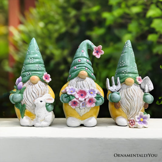 Set of Three Gardening Gnome Figurines