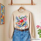 Floral Teacher Fleece Sweatshirt