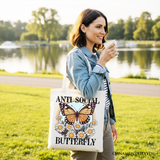 Anti Social Butterfly Canvas Tote Bag