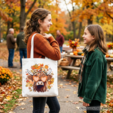 Fall Highland Cow Canvas Tote Bag