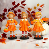Set Of Three Pumpkin Girl Figurines