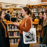 Reading Skeleton Canvas Tote Bag