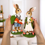 Harvest and Bloom Country Bunny Figurine Set
