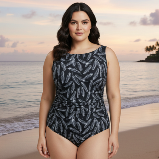InstantFigure Feathers High Neck Swimsuit