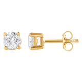1 Carat Lab Grown Sterling Silver And Yellow Gold Plated Silver Diamond Stud Earrings