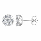1 Carat Round Cut Lab Grown Cluster Diamond Stud Earrings In Sterling Silver