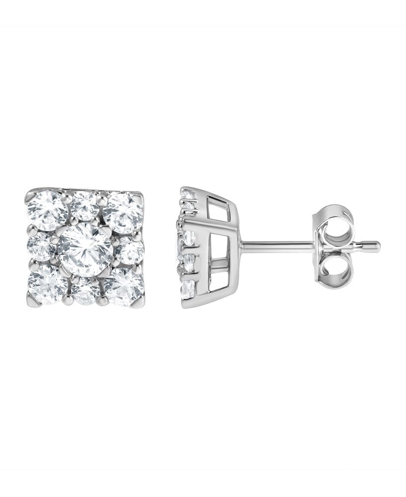 1 Carat Lab Round Diamond Stud Earrings In Sterling Silver