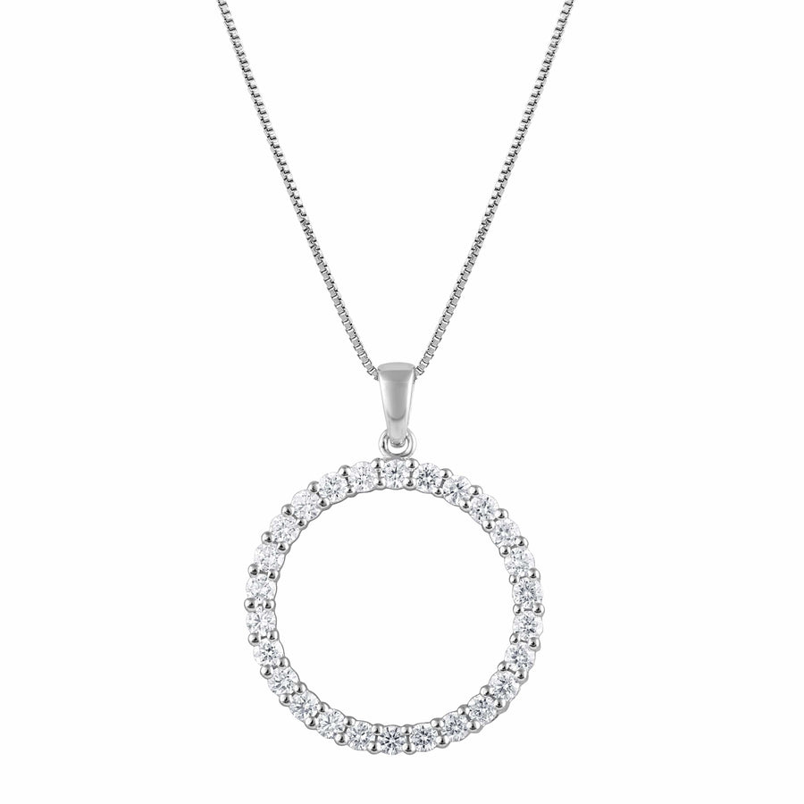 0.33 Carat Lab Diamond Circle Of Life Pendant Necklace in Sterling Silver