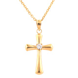 0.10 Carat Lab Grown Diamond Cross Pendant Necklace In Yellow Gold Plated Silver