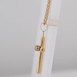0.10 Carat Lab Grown Diamond Cross Pendant Necklace In Yellow Gold Plated Silver