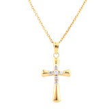 0.25 Carat Lab Grown Diamond Cross Pendant Necklace In Yellow Gold Plated Silver