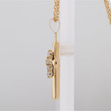 0.25 Carat Lab Grown Diamond Cross Pendant Necklace In Yellow Gold Plated Silver